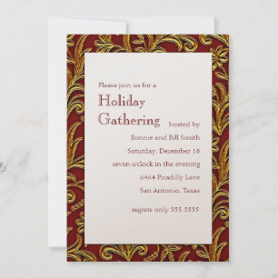 Red and Gold Elegant Holiday Party Invitation