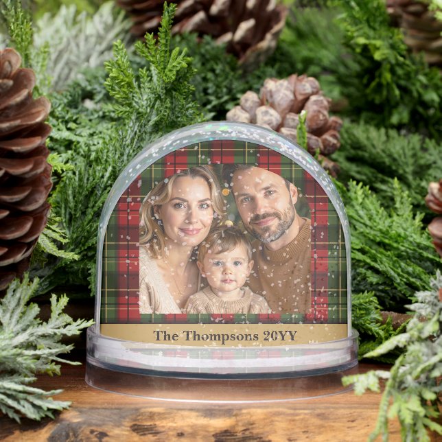 Red And Green Plaid Custom Family Photo Christmas (Hiver)