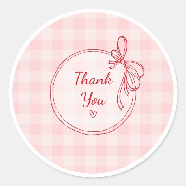 Red and Pink Coquette Thank You Circle Sticker (Devant)
