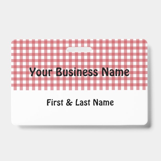 Red and White Gingham Name Badge (Avant)