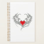 Red Angel Coeur avec ailes<br><div class="desc">Coeur rouge peint de façon artistique avec ailes d'ange gris,  décoré de contour lisse noir.</div>