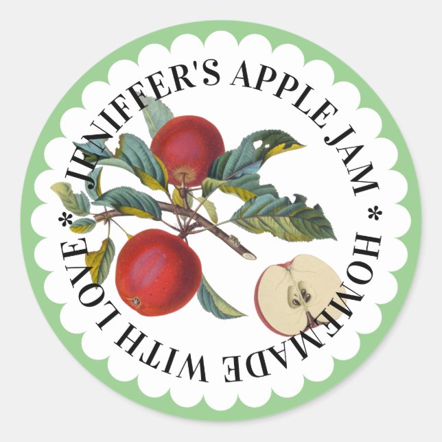 Red Apple Jam Preserve Étiquette Vintage (Devant)