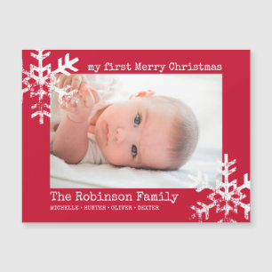 Red Baby Holiday First Christmas Photo Snowflakes