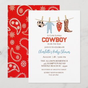 Red Bandana Western Cowboy Invitation d'anniversai