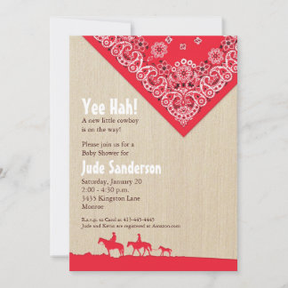 Red Bandana Western Invitation
