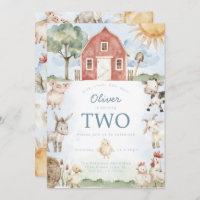 Red Barn Farm Animal Anniversaire Fête Invitation