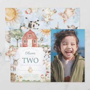 Red Barn Farm Animal Anniversaire Fête Invitation