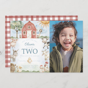 Red Barn Farm Animal Anniversaire Fête Invitation