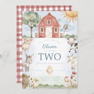 Red Barn Farm Animal Anniversaire Fête Invitation