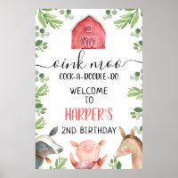 Red Barn Farm Foliage Affiche de bienvenue d'anniv