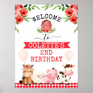Red Barn Oink Baa Moo ferme Affiche de bienvenue d