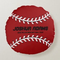 Red Baseball Games Équipe sportive Coussin rond
