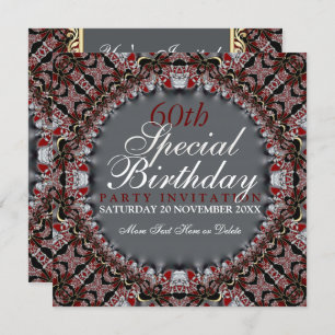 Red Batik Diamond 60e anniversaire Invitations