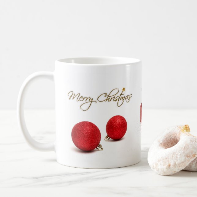 Red Baubles Joyeux Noël Mug (Avec donut)