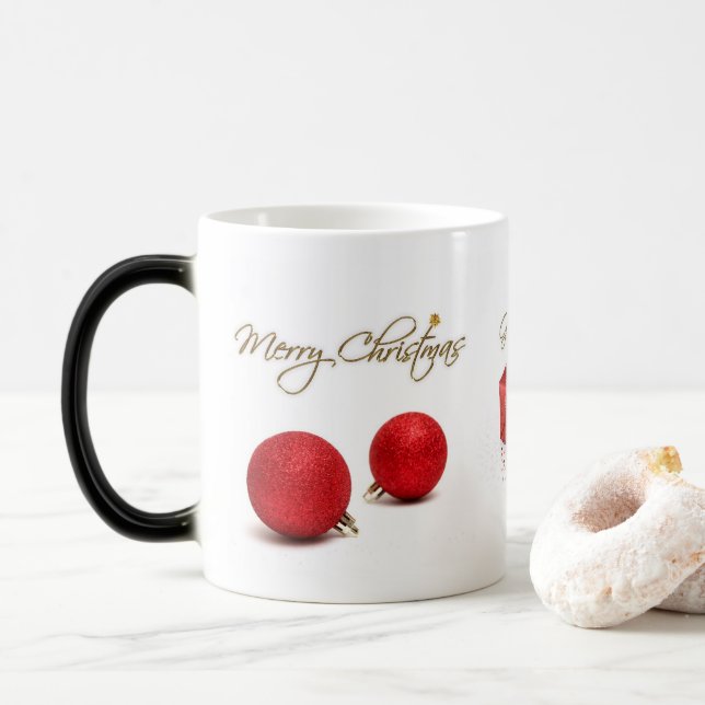 Red Baubles Joyeux Noël Mug (Avec donut)