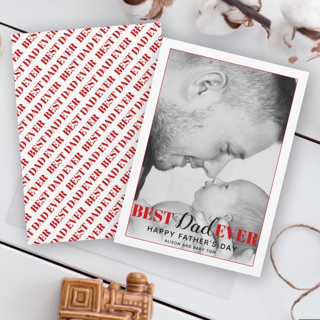 Red Best Papa Carte de Fête des pères de typograph (Créateur téléchargé)