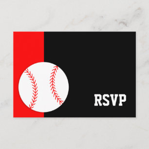 Red Black Basball Bar Mitzvah RSVP