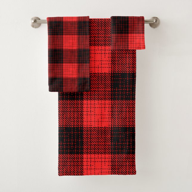  Red Black Crosshatch Buffalo Check (En situation)
