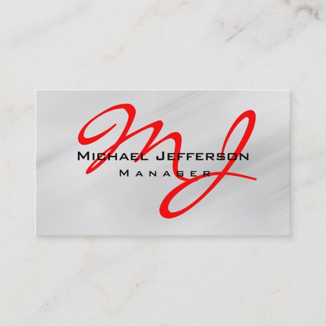 Red Black Grey Manager Monogram Chic Carte de visi (Devant)