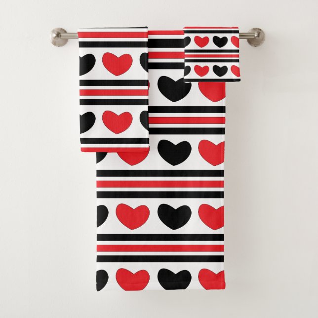 Red Black Hearts Stripes Valentine Motif (En situation)
