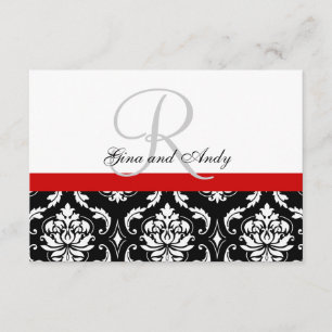 Red Black Mariage damassé RSVP pour Invitations Ca