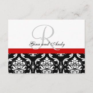 Red Black Mariage damassé RSVP pour Invitations Ca