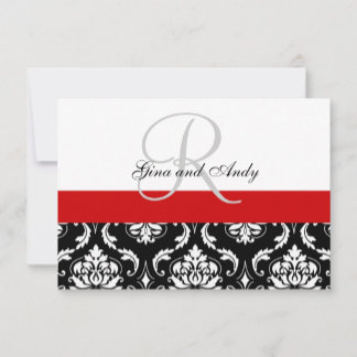 Red Black Mariage damassé RSVP pour Invitations Ca