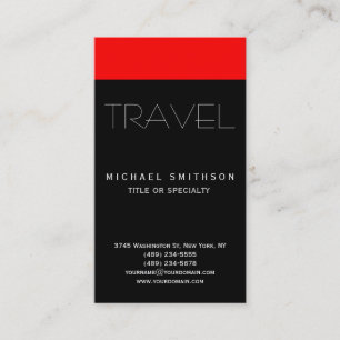 Red Black Modern Simple Travel Agent Carte de visi