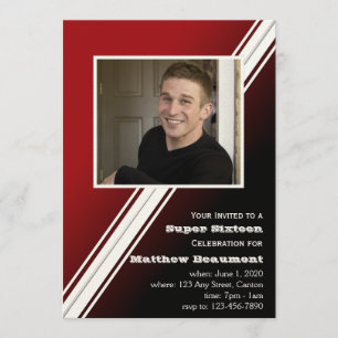 Red Black Racing Stripe Invitation à la fête d'ann