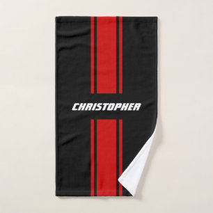 Red Black Racing Stripes Blanc Monogramme Hommes g