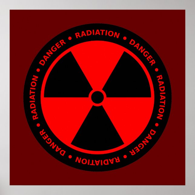 Red & Black Radiation Warning Poster (Devant)