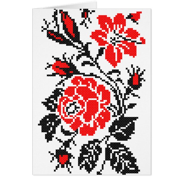 Red & Black Rose cross-stitch Russian Pattern (Devant)