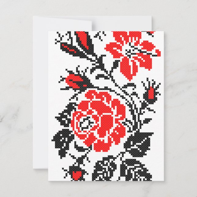 Red & Black Rose cross-stitch Russian Pattern (Devant)