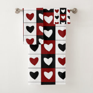 Red Black White Hearts Motif Valentines Day