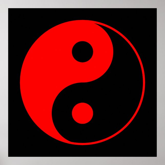 Red & Black Yin Yang Symbol Poster (Devant)
