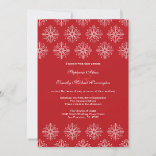 Red + blanc flocon de neige invitation de mariage
