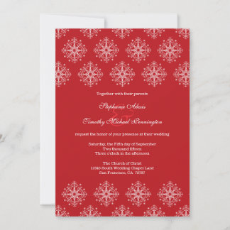 Red + blanc flocon de neige invitation de mariage