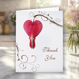 Red Bleeding Hearts Flowers Mariage Merci Note