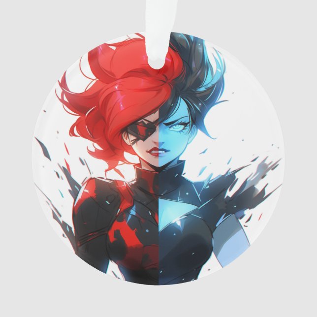Red Blue Fire Ice Comic Style Anime Girl (devant)