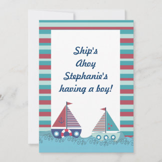 Red Blue Nautical Baby shower nautique Invitation