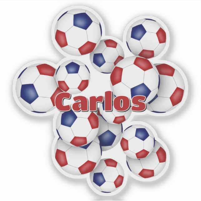 red blue soccer balls sticker w athlete name (Devant)