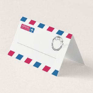 Red Blue Stripes Airmail Mariage Cartes de Place