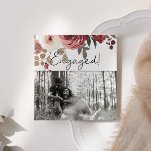 Red Blush Floral Roses Ajouter Fiançailles photo