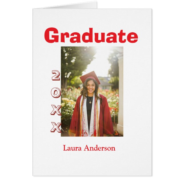 Red bold photo graduation add name class text (Devant)