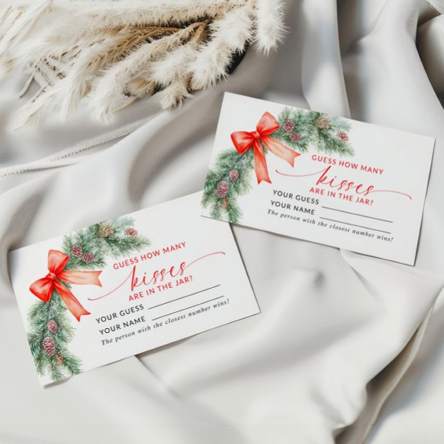 Red Bow Noël Combien de baisers Douche Carte de je (Créateur téléchargé)