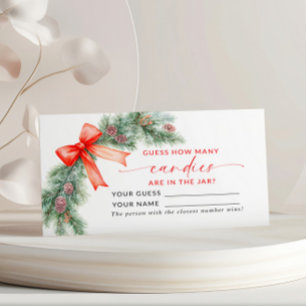 Red Bow Noël Combien de bonbons Carte de jeu