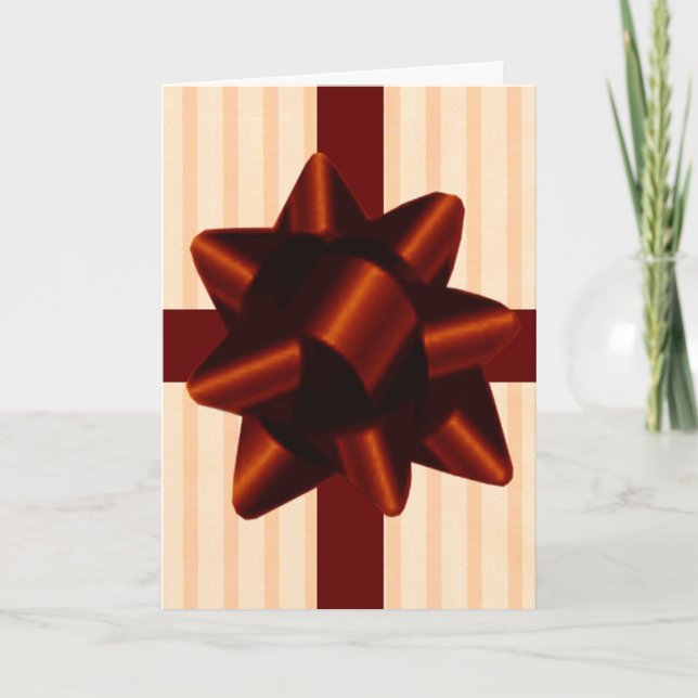 Red Bow Présente Carte de voeux de Noël (Devant)