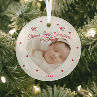 Red Bows Premier ornement de Noël bébé