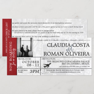 Red Brazil Mariage Boarding Pass Invitation