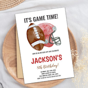 Red Brown Football Invitations d'anniversaire